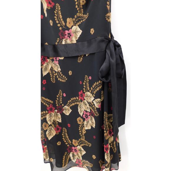 VTG Ann Taylor LOFT‎ Floral Knee-Length Sheath Tie Satin Waist Dress Size 6 Y2K - Picture 3 of 4